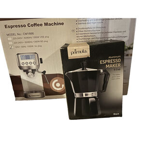 Espresso Amzchef Coffee Machine Model CM1666 120v-60Hz and 6 cup Espresso Maker